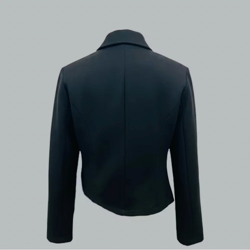 Uoozee. Black Asymmetrical Zip Moto Blazer Jacket Belted NWT. Sz XL - Picture 7 of 13